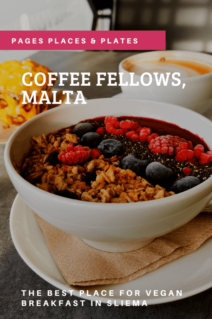 Pinterest image for Coffee Fellows review of vegan breakfast in Sliema